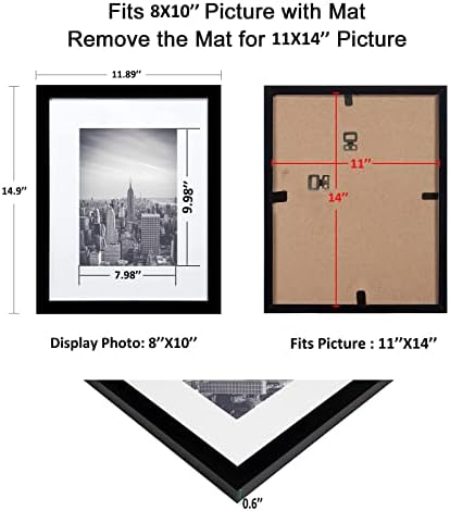 הפעל מסגרות תמונה של סליל 11x14 סט מסגרת תמונה של 4, תמונות תצוגה 8x10 עם מחצלת או 11x14 ללא מחצלת, גלריית קיר