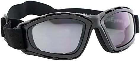 אלפא אומגה ספורט & מגבר; משקפי רכיבה בטיחות לאופנוע ז87.1 מסגרת שחורה מרופדת עטיפה עם עדשת עשן