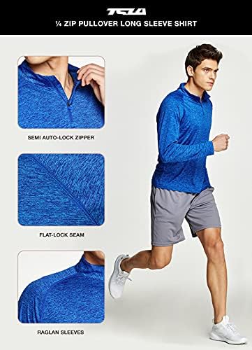 גברים של 1/4 רוכסן סוודר ארוך שרוול חולצה, מהיר יבש ביצועים ריצה למעלה, ספורט רבעון רוכסן חולצה