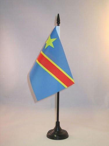 דגל הרפובליקה הדמוקרטית של קונגו דגל שולחן 4 איקס 6 - דגל שולחן קונגו 15 איקס 10 ס מ - מקל פלסטיק שחור ובסיס