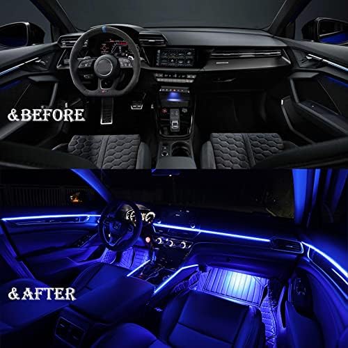 אורות רצועת לד לרכב פנים עם אפליקציה ושלט רחוק, תאורת סביבה לדקאר פנים לרכב עם סיבים אופטיים בגודל 236 אינץ',