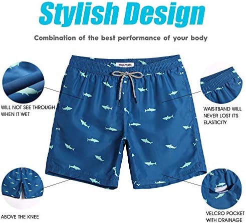 בגד ים קצר מודפס יבש מהיר לגברים עם בטנת רשת בגדי ים בגדי ים