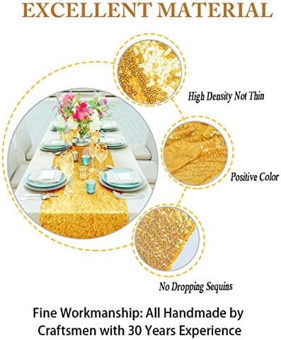 מבריק יופי מלבן בגודל 12 על 72 אינץ ' - זהב-רץ לשולחן נצנצים-לחתונה / מסיבה / תפאורה