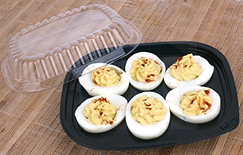מוצרי MT מגש מזון ביצה מפלסטיק שישה חצאי ביצה עם מכסה ברור חד פעמי - מיכלי ביצה נטועים עם מכסה - תוצרת ארהב