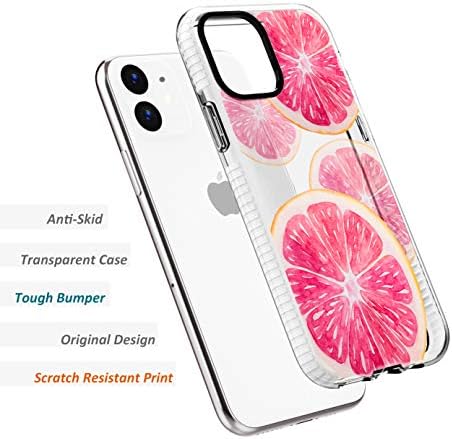 מקרה לאייפון 12/iPhone 12 Pro, אפרסק ורוד מתוק כתום אשכוליות אשכוליות קיץ פירות טרופיים דפוס טרנדי מגן