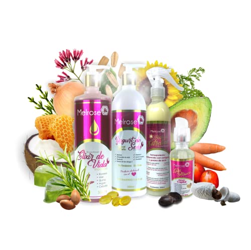 Tratamiento anticaída y nutrición avanzada para el cabello melrose: Shampoo Elixir de Vida + Acondicionador