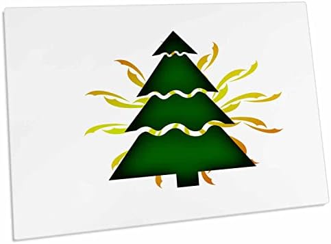 חתך עץ חג המולד 3 דרוז עם גלים צהובים מאחור - כרית שולחן מחצלת מחצלות