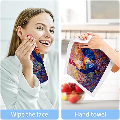 KIGAI 2 חבילות מטליות כביסה תרנגולות - מגבות פנים רכות, מגבות כושר, איכות מלון וספא, מגבות אצבעות