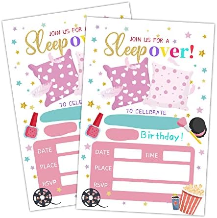 סויקסו מסיבת Sleepover Cards הזמנה ליום הולדת, הזמנת מסיבת יום הולדת נרדפת, ציוד חגיגת מסיבת לילה