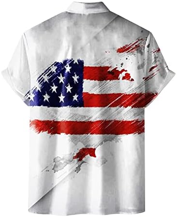 חולצות יום העצמאות של הגברים של Beuu כפתור שרוול קצר למטה חולצה פטריוטית דגל אמריקאי