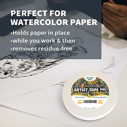 סרט אמן לבן של צארט פרו-דבק נמוך מיסוך אמנים לשרטוט אמנות ציור בצבעי מים וכל אמצעי הנייר-ללא חומצה ברוחב