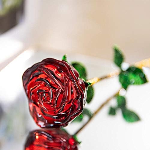 סינוארטס גן ביתי פסל פסל קישוט עיצוב, פסלון פרחי ורד אדום קריסטל יום הולדת יום הולדת חג האהבה טובות