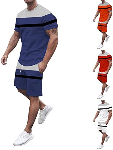 חליפת ספורט XXBR לחולצת טריקו לגברים ומכנסיים קצרים הדפס אופנה הדפסת אופנה עם שרוול קצר חולצה