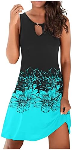 שמלות טרבין לנשים קיץ מזדמן פרחוני מודפס שמלה ללא שרוולים חלול חוף רופף מיני קצר