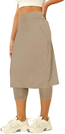 AURGELMIR חצאית טניס נשים עם חותלות קפריס אורך ברך גולף סורטס חצאיות ארוכות אתלטיות לנשים עם כיסים