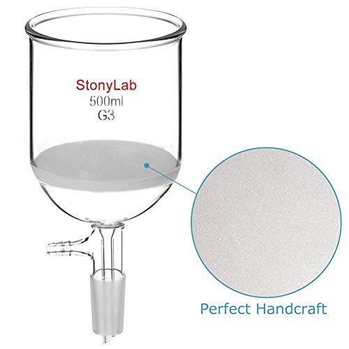 Stonylab Borosilictice זכוכית בוכנר סינון סינון עם פריט עדין, קוטר פנימי 94 ממ, עומק 100 ממ,