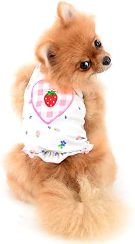 Smalllee_lucky_store בגדי חיות מחמד בנות חמוד לבבות לבבות תות חולצת חילוט גור חולצת טריק