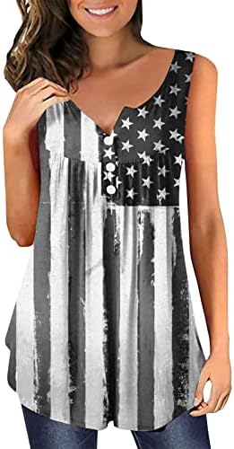יום העצמאות לנשים פלוס גודל אמריקאי 4 ביולי הדפס V צוואר שרוול קצר חולצות טנקס גופיות כפתור גופיות