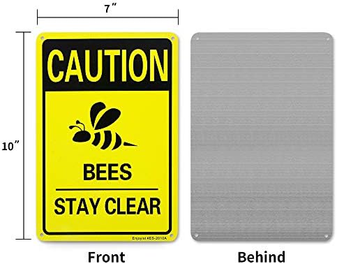 2 חבילות זהירות דבורים נשארים סימן ברור, 10 x 7 .04 שלט רפלקטיבי של אלומיניום אלומיניום- UV מוגן ועמיד בפני