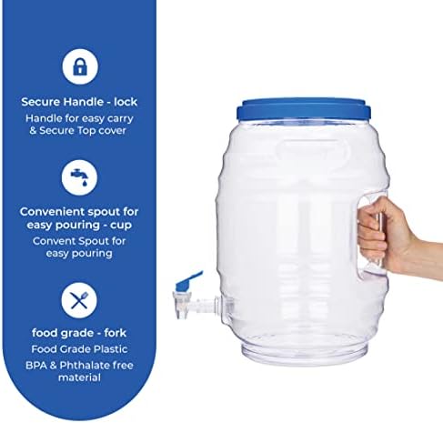 אלופים 5 גלון כד עם מכסה וזרבובית - Aguas Frescas Vitrolero מיכל מים פלסטיק - 5 ליטר מתקן שתייה - מתקן משקאות