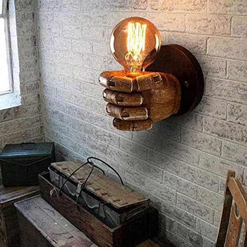 רטרו יד ימין אגרוף שרף קיר מנורת לופט תעשייתי רוח קישוט עתיק קיר מנורת דואר 27 בורג ממשק רטרו