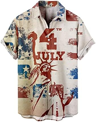 קיץ חולצה גברים אופנה ופנאי יום עצמאות 3 ד דפוס דיגיטלי אבזם מודפס שרוול קצר