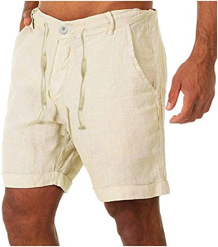 מכנסיים קצרים אתלטי של ymosrh לגברים כותנה כותנה מכנסיים מכנסיים מזדמנים שרוך כיסי המותניים
