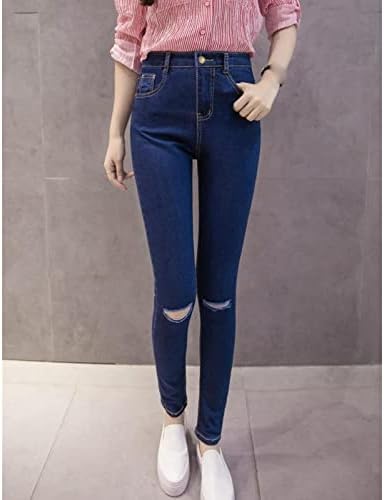 Maiyifu-GJ נשים מותניים גבוהות קרועות ג'ינס רזות ג'ינס ג'אנור עפרונות במצוקה מכנסי ג'ינס קלאס
