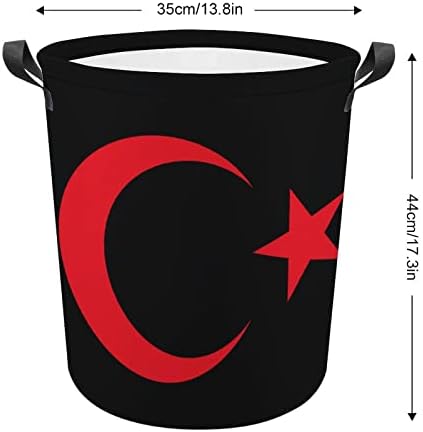 מעיל של זרועות של טורקיה כביסה סל מתקפל גבוה בגדי סל עם ידיות אחסון תיק