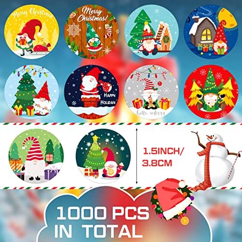 1000 יחידות 1.5 אינץ חג המולד מעטפת מדבקות גנום מבחר חג רול מדבקת חג המולד תווית תגיות עגול מדבקות עבור כרטיס