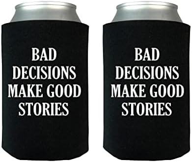 מצחיק סרקסטי רע החלטות לעשות טוב סיפורים בדיחה מתקפל בירה יכול בקבוק משקאות קריר שרוולים 2 חבילה