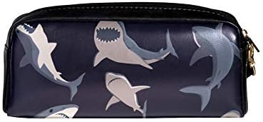 כריש קומיקס סגנון פראי דגי כריש עז עור מפוצל קלמרים רוכסן פאוץ עט מקרה עבור נייח איפור