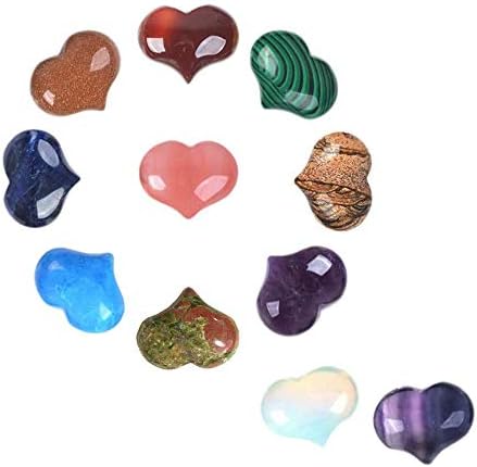 10 יחידות מעורב קריסטל לב אבן לדאוג אבנים צ ' אקרה ריפוי חן מיני 25 ממ רייקי איזון יד מגולף כיס אבן תכשיטי