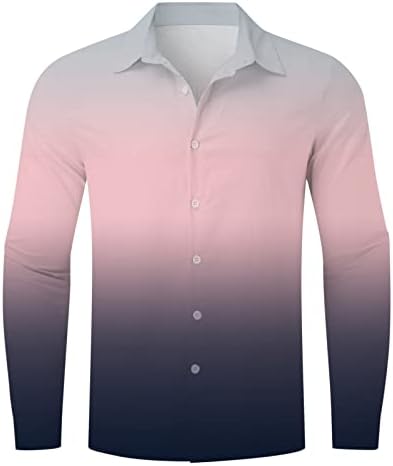 כפתור הגברים של ZDDO למטה חולצות פלוס גודל שרוול ארוך סתיו רחוב רטרו עניבה צבע שיפוע מזדמן חולצת חוף הוואי
