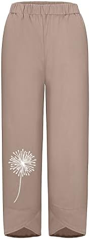 WOCACHI נשים שן הארי הדפסת מכנסיים קפרי עם כיסים תחתונים רופפים מכנסיים מכנסי רגל רחבים מזדמנים מכנסיים