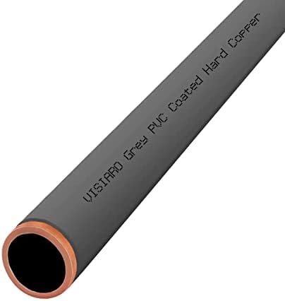 צינור נחושת קשיח מצופה Visiaro אפור PVC, 10ft, DIA חיצוני 15 ממ, עובי קיר 20 SWG, ציפוי PVC 1.5 ממ,
