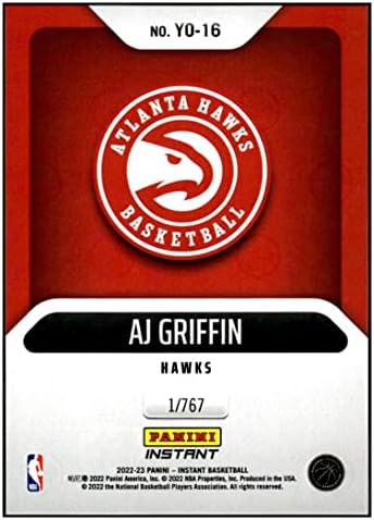 AJ Griffin RC 2022-23 PANINI שנה מיידית שנה אחת /76716 HAWKS ROOKIE NM+ -MT+ NBA כדורסל