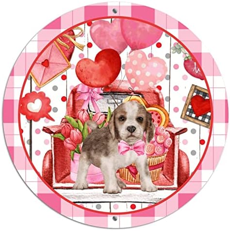 מתכת עגולה יום האהבה שלטי זר שלטי חיות מחמד האסקי לב כלבים לב בלון עץ תבואה עץ שלט פח אירוסין