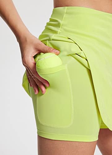 חצאיות טניס בגודל 14 אינץ 'של נשים בגולף גולף חצאיות מותניים גבוהות עם כיסי מכנסיים קצרים