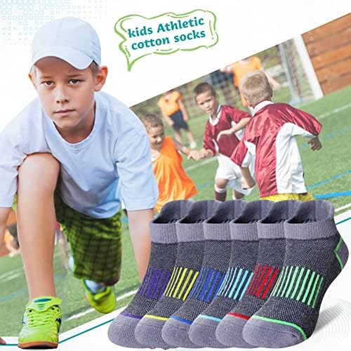 נערים אייאן אתלטי חצי גרבי קרסול קרסול ילדים ספורט כותנה גרביים חתוכות נמוכות 6 זוגות