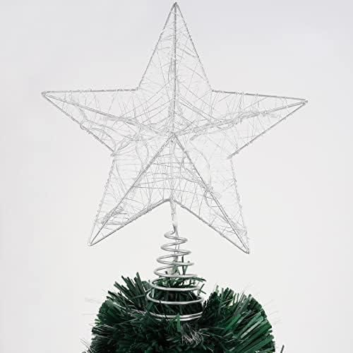 DOITOOL 1PC עץ חג המולד טופר צורה כוכב זוהר צורה צמרת צמרת עיצוב למסיבה ביתית קישוט קישוטי חוץ קישודים לחג המולד