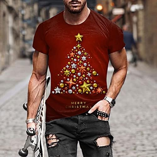 חולצות טריקו של ZDFER Mens חג המולד סנטה קלאוס חייל הדפסה צמרות שרוול קצר מצחיק חג המולד גרפיקה גרפית דקה כושר