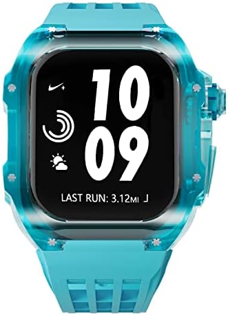 Silicone Watch Band Case Mod ערכה תואמת ל- Apple Watch 8/7/SE/6/5/4 45 ממ/44 ממ אוניברסלי, החלפה שקופה