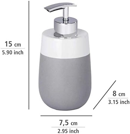 וונקו מתקן סבון מלטה, קרמיקה, אפור/לבן, 7.6 x 7.6 x 15.2 סמ