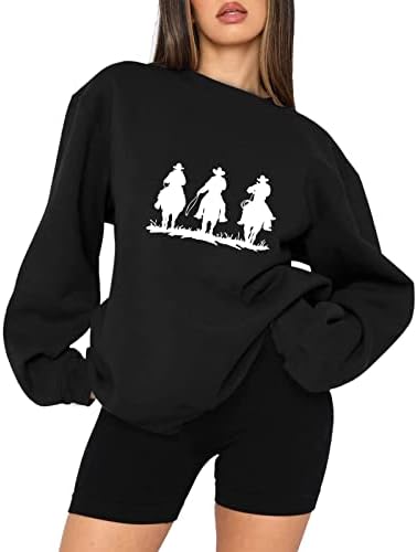 צמרות גדולות מגלמות לנשים טרנדיות מערביות גרפיות סווטשירטים סוודר סוודר סוודר צווארון קז'ן חולצות