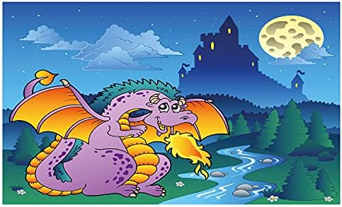 מחזיק מברשת שיניים קרמיקה פנטזיה לונארית, קריקטורה נושא עם דרקון בטירה המסתורית של פנטזיה ליל פנטזיה,