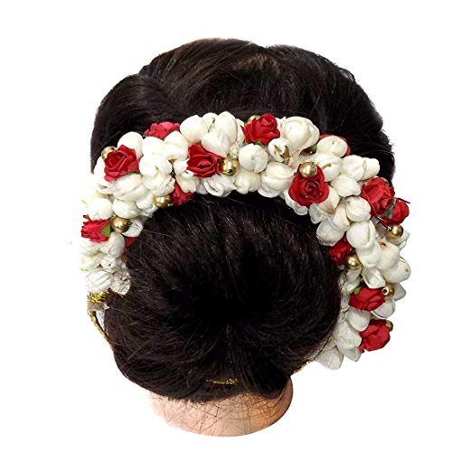 גדינאופנה שיער לחמנייה ג ' רה פרח מלאכותי יהודה אביזרי לנשים באדום לבן צבע, חבילה של 1