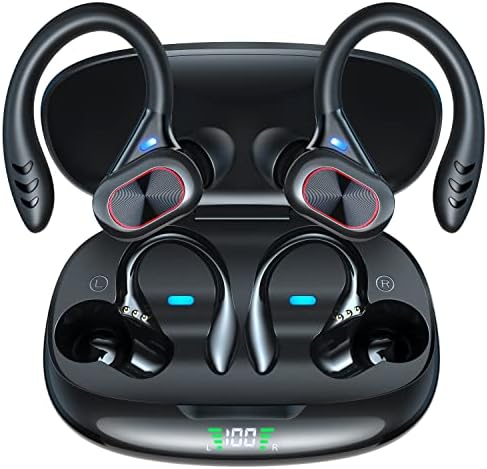Funsnow Bluetooth אוזניות אוזניות אלחוטיות 48 שעות אוזניות השמעה של אוזניות בס סטריאו באוזן עם אוזניות עם צגת