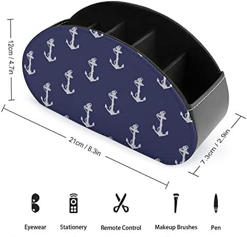 מחזיק שלט רחוק של דפוס עוגן חיל הים עם 5 תאים מיכל אחסון תיבות מארגן מרחוק לטלוויזיה עבור בקרי דוד