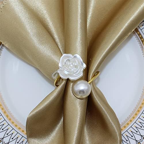 DLVKHKL מפית טבעת פרח פרל עיצוב מגבת מפיות מחזיקי אבזרי אבזרי חתונה מקלטים שולחן